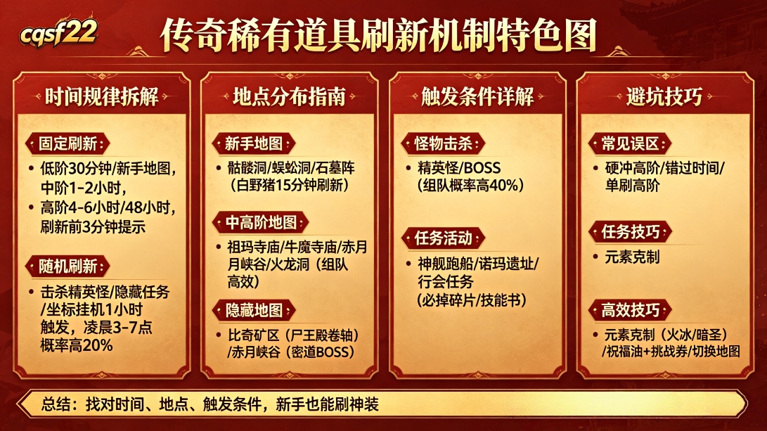 传奇稀有道具刷新机制｜新手必看！零瞎肝刷宝攻略🔥